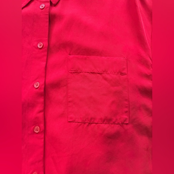 Zara Vibrant Red Button Down Shirt. Viscose/Lyocell blend. Size Medium. - Picture 4 of 14